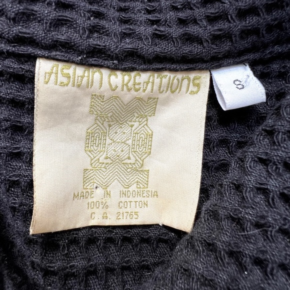 Asian Creations Jacket Floral Appliqued Leaves Vintage Black Green 100% Cotton S - Picture 5 of 7